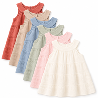 Robe Salopette 100% Coton pour Petites Filles, Modèle Été Polyvalent, Jupe Trapèze Imprimée, Princesse, Sans Manches, Douce pour la Peau, Vente en Gros