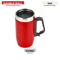 Mug isotherme double paroi en acier inoxydable 250 ml, personnalisable, avec poignée, vente en gros