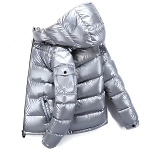 Winter warm quilted <b>jacket</b> Unisex hooded puffer coat Solid color padded zip-up Outdoor polyester puffer <b>jacket</b> Solid Colors - Product Image 2