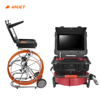 Caméra d'inspection de canalisation AMJET avec objectif rotatif à 360 degrés, caméra d'inspection de canalisation de 100 m pour détecter l'emplacement des blocages de canalisation