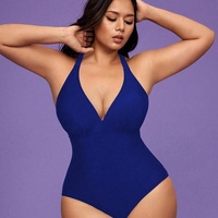 Maillot de bain une pièce dos nu amincissant pour femme, en nylon noir et bleu, grandes tailles L à 4XL, le plus vendu