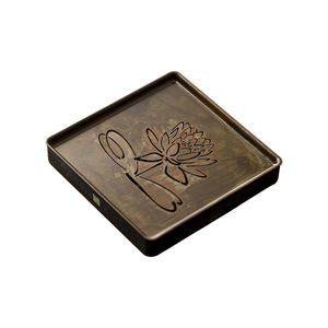 Copper Irregular <b>Tea</b> <b>Tray</b> Lotus Design Retro Kung Fu <b>Tea</b> Accessory - Product Image 5