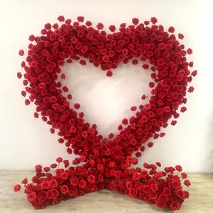 Arco a Forma di Cuore <span class=keywords><strong>con</strong></span> Supporto per <span class=keywords><strong>Fiori</strong></span> Artificiali, Sfondo di Rose per Decorazione Palco Matrimoniale - Product Image 2