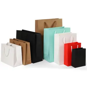 도매 의류/신발/속옷/의류 핑크 블랙 브라운 크래프트 쇼핑 포장 페이퍼 보드 선물 파우치 핸들 종이 가방