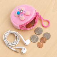 Adorable porte-monnaie en peluche lapin à sequins, mini portefeuille rond mignon avec porte-clés, pochette de rangement souple à fermeture éclair pour pièces de monnaie et écouteurs