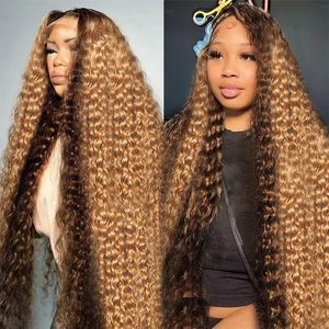 250% densité miel blond 13x6 vague profonde dentelle avant perruques cheveux humains pré plumé HD Transparent dentelle perruques pour les femmes perruque colorée - Product Image 1