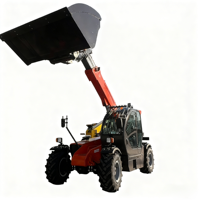 3T Manitou Telehandler: Tinggi Angkat 7m, Mesin Diesel Cummins, Penggerak 4 Roda (4WD) dengan Kemampuan Putar, Bak 3m³.