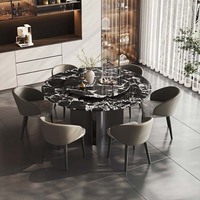 Table à manger convertible italienne, design moderne minimaliste, plateau en pierre frittée haut de gamme, écologique, imperméable, 6 places, appartement