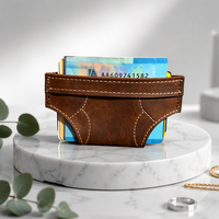 Dompet Kartu Kulit Boshiho Novel Underwear Shape Crazy Horse, Tempat Kartu Kulit Mini Kreatif Lucu, Dompet Kartu Kulit Portabel