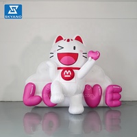 Chat gonflable de banque de marchands de la chine avec des lettres coeur mascotte gonflable de chat personnages de dessins animés gonflables