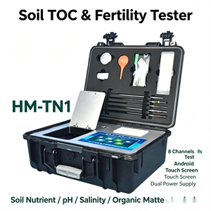 Testeur de nutriments du sol portable HM-TN1, analyseur de matière organique TOC, de pH et de salinité du sol, détecteur rapide de fertilité du sol à 8 canaux - Product Image 3