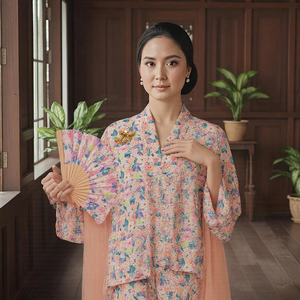 Kilang OEM, vente en gros de matériel de couture |   Kebaya de marque de créateur personnalisée, florale et modeste |   Fournisseur de production de marques privées Muslimah Malaisie - Product Image 1