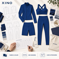 Ensemble de yoga 4 pièces personnalisé pour femme : veste, soutien-gorge dos croisé, short cycliste, leggings taille haute – Écoresponsable, marque privée, vêtements de sport OEM