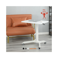 Bureau assis-debout ADA réglable en hauteur pneumatiquement, avec vérin à gaz, à pied unique, mobile, pour ordinateur portable, idéal pour le télétravail et l'étude au chevet