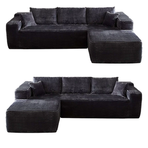 Sofás Modulares de Terciopelo Gris con Esponja Comprimida, Embalaje al Vacío, Sofá sin Estructura en Caja - Product Image 3