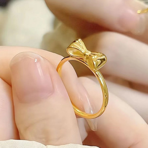 Bulk 18K Gold Plated Stainless Steel Open <strong>Rings</strong> Waterproof <strong>Bow</strong> Knot Shaped for Trendy Style for Party or Gift - Product Image 5