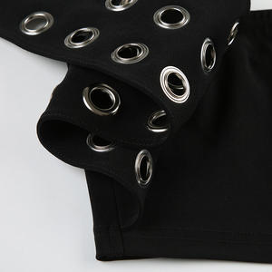 Trendy kadın etek seti kırpma gömlek üst ve delik şort eşleştirme 2 parça Set seksi Vintage iki parçalı Set seksi kadın giyim - Product Image 4