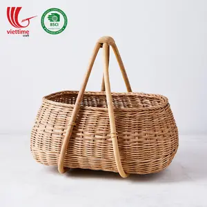 Wicker Rattan Shopping basket With Handle handmade in Vietnam