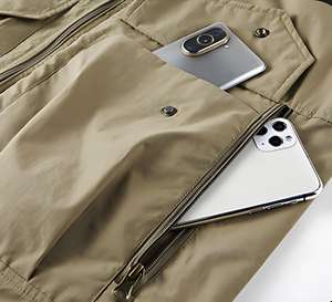 Chaleco de Caza y Pesca Multibolsillos |   Chaleco sin Mangas para Hombre con Cierre y Cuello Alto |   Chaleco Informal Utilitario de Primavera para Exteriores, 100% Poliéster - Product Image 3