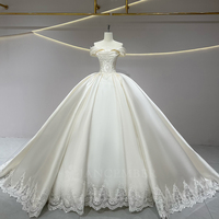 Robe de mariée Jancember JFH70 minimaliste en satin doux, épaules dénudées, style empire