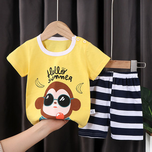 Conjuntos de Roupas Infantis para Meninas de Preço Baixo 100% Algodão Camiseta de Verão 2 Peças Shorts - Product Image 3