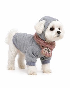 Ensemble de vêtements pour animaux de compagnie OEM : chapeau à carreaux, écharpe et sweat à capuche pour petits chiens et chats, tenue d'hiver - Product Image 1