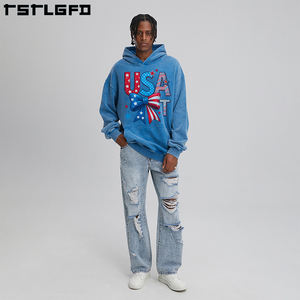 Sweats à capuche vintage personnalisés 100% coton, poids lourd, délavés à l'acide Pull court à capuche en coton biologique pour hommes - Product Image 3