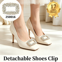 Clips de chaussures détachables en strass à cadre carré, décorations pour talons hauts de mariage