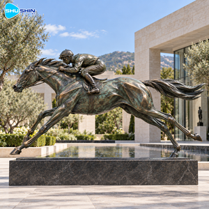 Sculpture dynamique de cheval de course en bronze, cuivre et laiton, art de jockey personnalisé avec finition antique pour hôtel, place publique, villa, jardin, galerie - Product Image 5