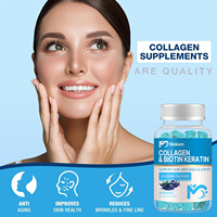 Vente en gros de bonbons à la kératine, collagène et biotine de marque privée OEM ODM avec chlorophylle et vitamines multiples pour cheveux, peau et ongles