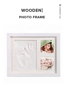 Fatto a mano il bambino stampa il piede la cornice della <span class=keywords><strong>foto</strong></span> fustellante l'immagine di legno cava <span class=keywords><strong>con</strong></span> l'argilla del piede della mano dell'animale domestico stampa unica del taglio di stampa - Product Image 5