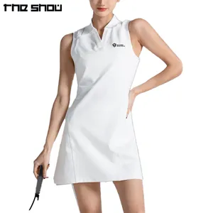 Vêtements de tennis femmes léger sport de gymnastique dames 2 en 1 plissé sans manches Polo Golf robe de tennis à col en V