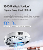 Roborock P20 Max Aspirateur Balai Tout-en-un 35000Pa Aspiration 12N Nettoyage 280+ Reconnaissance d'obstacles Nettoyage Poils d'animaux Écologique