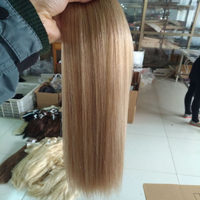 Harga Grosir 14A Kualitas Terbaik Kutikula Rapi 8/60 #   Rambut Asli Manusia Rusia Double Drawn Weave Bundles Hair Weft