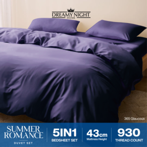 Ensemble de couette King en coton ultra-doux 930TC SUMMER ROMANCE |   Ensemble moderne en tissu uni 5 pièces avec drap-housse à poche profonde de 43 cm - Product Image 4