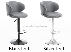 Hot Sale <strong>Bar</strong> <strong>Stool</strong> <strong>Fabric</strong> <strong>Upholstered</strong> Swivel Height Adjustable Curved <strong>Back</strong> with Footrest for Kitchen Island Cafe - Product Image 3