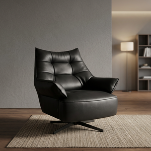 Modern Leather Reclining Armchair Tufted Back Manual Mechanism Living Room Chair Contemporary Style Leisure Furniture - Product Image 3