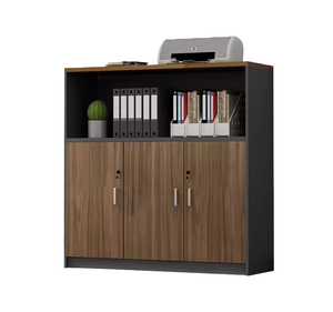 आधुनिक चल 3-दरवाजा लकड़ी के पैनल परिवर्तनीय धातु फ़ाइल कैबिनेट लॉक निम्न भंडारण कार्यालय काम फर्नीचर होम स्कूल - Product Image 1