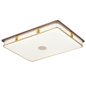 Chinese Style Rectangle Led <b>Ceiling</b> <b>Light</b> With Wood And Copper Frame For Living Room Bedroom - Product Image 4