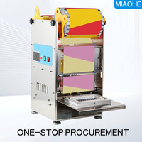 Machine de scellage à chaud de type tiroir en acier inoxydable à poste unique pour l'emballage de barquettes en plastique de repas prêts à consommer, salades et fruits