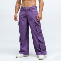 Pantalon cargo large personnalisé et coloré, en tissu sergé robuste de qualité supérieure, avec design multi-poches, style streetwear Y2K