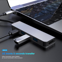 Hub USB de Alta Calidad con 5 Puertos, Estación de Acoplamiento y Hub USB Multipuerto USB-C 3.1 a USB 3.0+ USB 2.0+PD+4K HDTV para Portátil