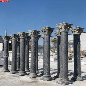 Colonne in Marmo Bianco Intagliate a Mano YOUFINE, Pilastri in Stile Romano Classico per Villa - Product Image 4