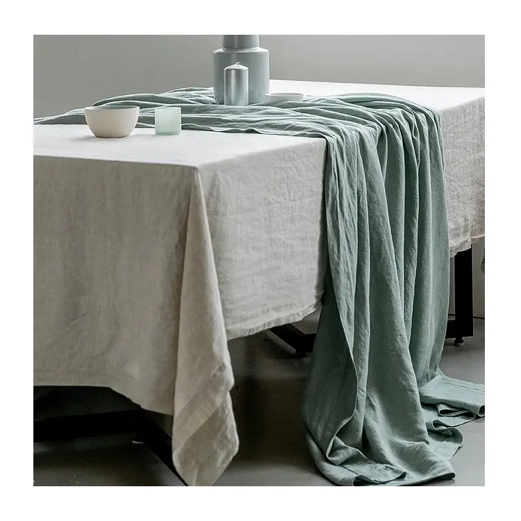 2022 new color Sage 100% Linen home use Table Cloth cover for indoor and outdoor use