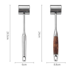 Herramienta de cocina 304 ablandador de carne de acero inoxidable mango de madera martillo para carne para bistec carne pollo cerdo - Product Image 2