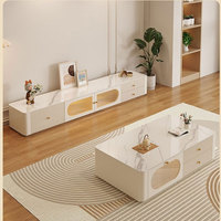 Dalle de roche Table basse meuble TV salon lumière luxe maison crème Style Simple moderne petit appartement nouveau téléviseur ensemble combinaison