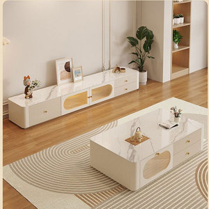 Đá phiến Bàn cà phê TV tủ phòng khách ánh sáng sang trọng nhà kem phong cách đơn giản hiện đại căn hộ nhỏ kết hợp TV mới - Product Image 1