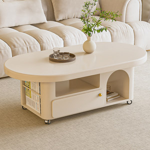 Tavolino <span class=keywords><strong>da</strong></span> Caffè Moderno in Stile Crema Francese, Design Creativo a Blocchi di Colore per Soggiorno, Durevole, Facile <span class=keywords><strong>da</strong></span> Pulire, con Vano Portaoggetti - Product Image 3