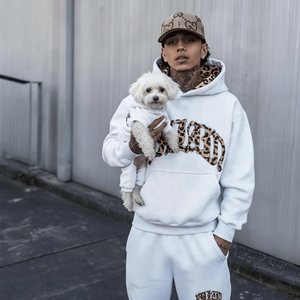 高品质冬季两件套宽松运动裤和连帽衫套装男士定制重量级超大套头衫连帽衫运动服套装 - Product Image 2