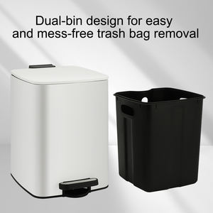 ถังขยะสี่เหลี่ยมขนาดเล็ก 6 ลิตร 8 ลิตร ทำจากสแตนเลส พร้อมถังด้านใน ฝาปิดแบบนุ่มนวล และฝาเปิดได้ตลอดเวลา สำหรับห้องครัว - Product Image 5